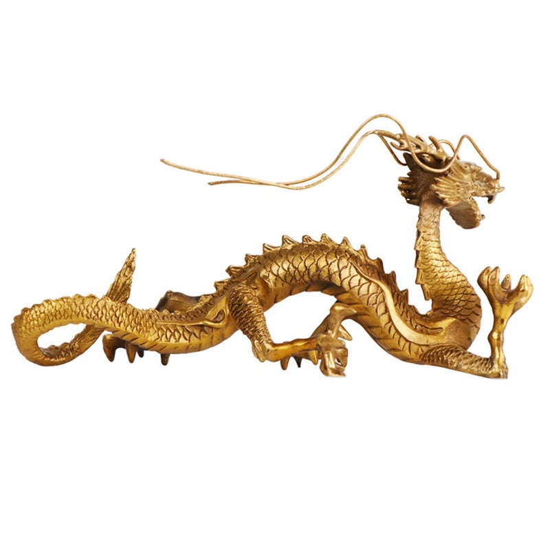 FUNSXBUG Chinese Feng Shui Dragon Brass Statue Sculpture Home Office Decoration Tabletop Decor Ornaments for Wealth and Success Good Lucky Gifts - Image 3